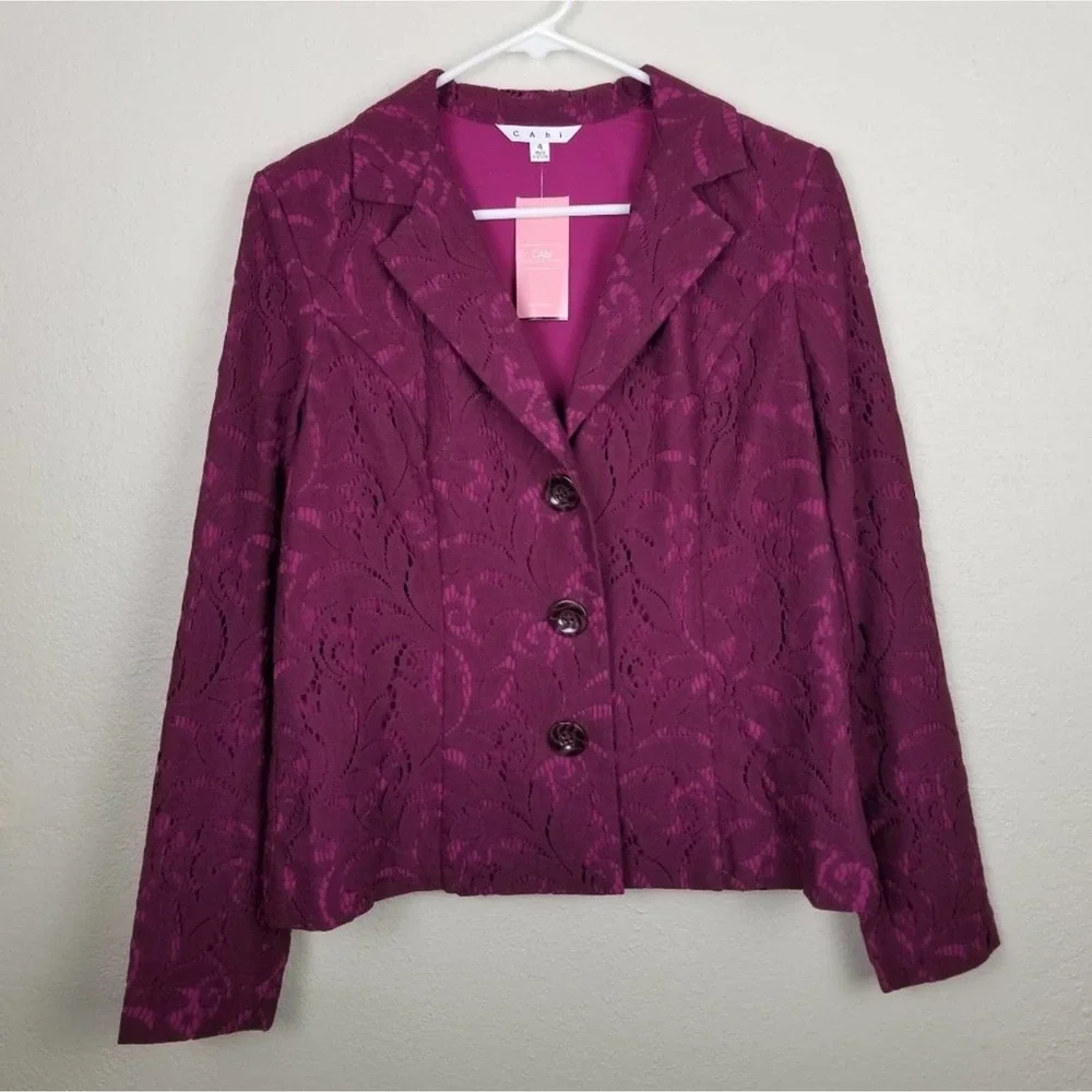 🌵Cabi| plumberry lace frolic jacket size 4 - Picture 1 of 8